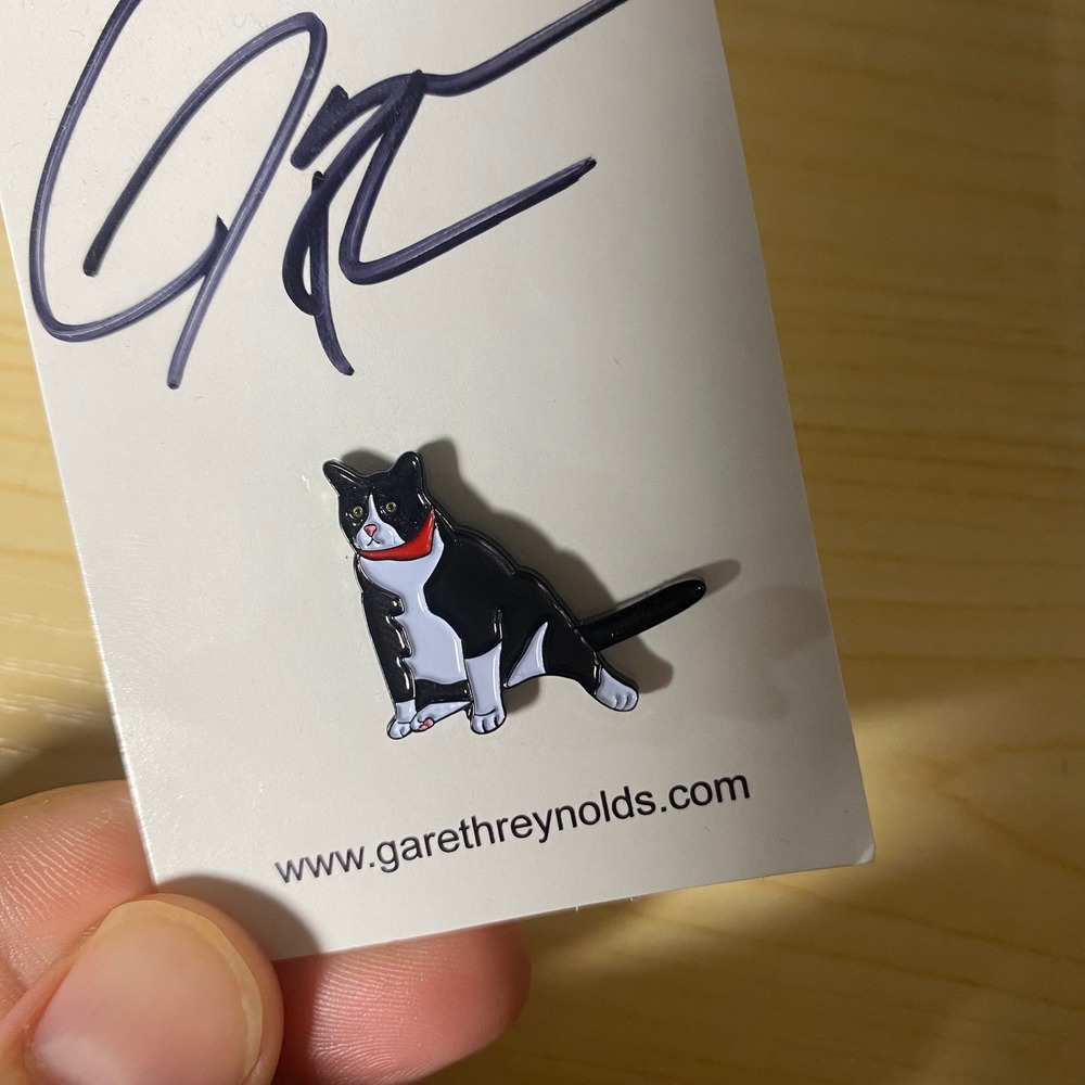 Gareth Reynolds Signed Jose Enamel Pin The Dollop Podcast Tuxedo Cat Memorabilia - Picture 3 of 5